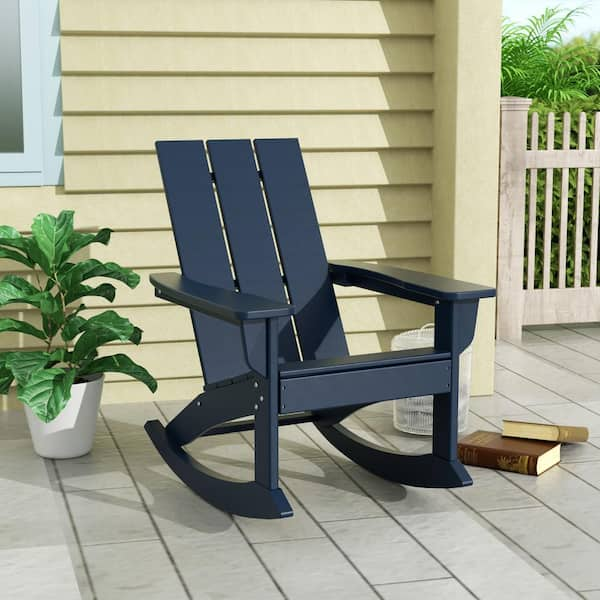 WESTIN OUTDOOR Shoreside Navy Blue Plastic Modern Adirondack .