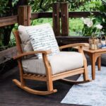 Cambridge Casual Auburn Natural Teak Wood Frame Rocking Chair with .