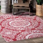 Nuu Garden Red and White 6 ft. x 9 ft. Rectangular Moroccan .