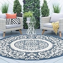 Amazon.com: Homcomoda Reversible Outdoor Rugs for Patio 5' Round .