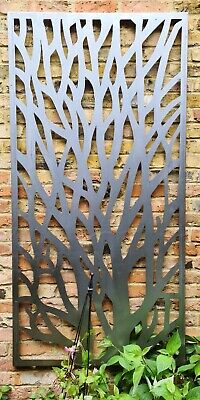 Lovely 1.8m (6ft) tall 'Tree' design rustic steel garden screen .