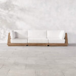 Riposo Teak 3-Piece Outdoor Sofa with Boucle Sunbrella Cushions | C