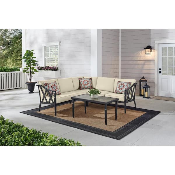 Hampton Bay Harmony Hill 3-Piece Black Steel Outdoor Patio .