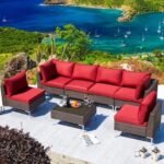 7-Pieces Wicker Outdoor Sectional Set Outdoor Sectional Sofa .