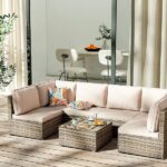 Cesicia New 7-Piece Wicker Outdoor Sectional Sofa Set Patio .