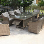 Liverpool 9-Piece Wicker Outdoor Dining Setting (Rectangle .