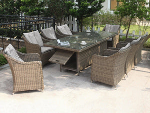 Liverpool 9-Piece Wicker Outdoor Dining Setting (Rectangle .