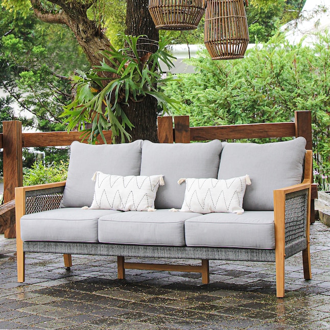 Cambridge Casual Nassau Woven Outdoor Sofa with Gray Cushion(S .