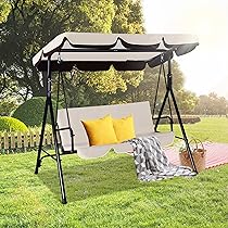 Amazon.com: 3-Seats Outdoor Porch Swing Patio Swing Chairs with .