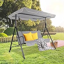 Amazon.com: 3-Seats Outdoor Patio Swing Chairs Porch Swing with .