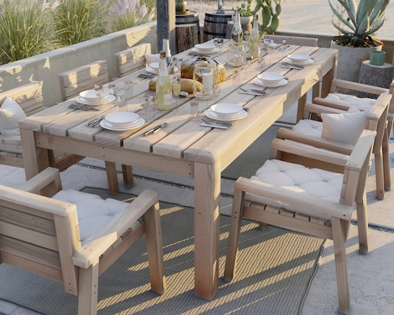 PDF Download, Full Size Outdoor Dining Table and 8 Chair Set DIY .