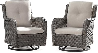 Amazon.com: HUMMUH Outdoor Swivel Rocker Wicker Patio Chairs Set .