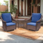 Lacoo 4 Piece Outdoor Patio Furniture PE Rattan Wicker Table and .