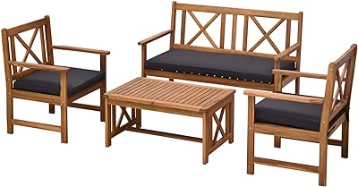 Amazon.com: Tangkula 4 PCS Acacia Wood Patio Furniture Set .