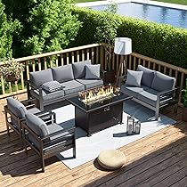 Amazon.com: Amopatio Patio Furniture Set with Fire Pit Table, 8 .