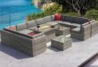 AOXUN Patio Furniture Set with Fire Pit Table 15-Piece Rattan .