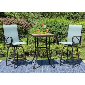 PHI VILLA 3-Piece Metal Outdoor Patio Bar Height Dining Set with .