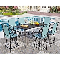 Amazon.com: PHI VILLA 7 Piece Patio Bar Dining Set, Outdoor High .