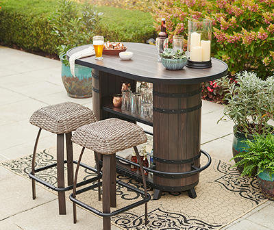 Real Living 3-Piece Wine Barrel Patio Bar Set | Big Lo