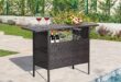 Costway Plastic Wicker Outdoor Bar with Counter Table Shelves .