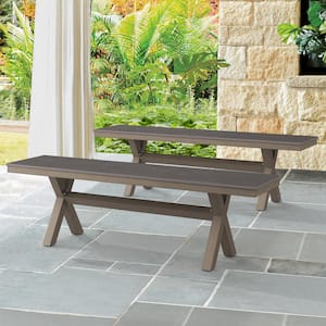 LUE BONA 60 in. Dark Gray Plastic Wood Aluminum Outdoor Patio .