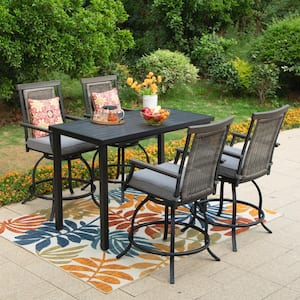 PHI VILLA 5-Piece Metal Bar Height Outdoor Bistro Set with .