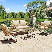 Amazon.com: YITAHOME 4-Piece Patio Furniture Wicker Outdoor Bistro .