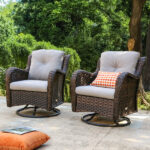 Beachcrest Home Linkwood Rocking Swivel Patio Chair with Cushions .