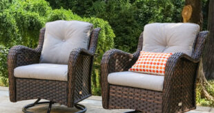 Beachcrest Home Linkwood Rocking Swivel Patio Chair with Cushions .