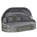 Outsunny 4-Pieces Patio Steel PE Wicker Outdoor Chaise Lounge Set .