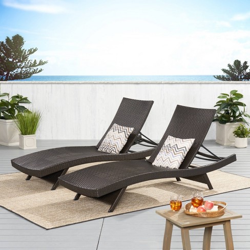 Toscana Set Of 2 Wicker Patio Chaise Lounge - Brown - Christopher .