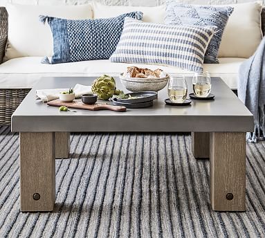 Abbott Concrete & Acacia Square Outdoor Coffee Table | Pottery Ba