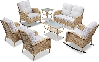 Amazon.com: Belord Patio Conversation Sets Wicker Furniture, 7 PCS .