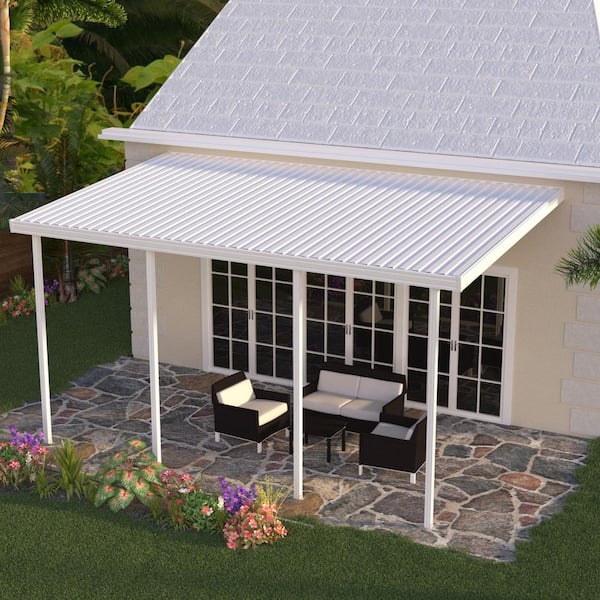 Integra 18 ft. x 10 ft. White Aluminum Frame Patio Cover, 4 Posts .