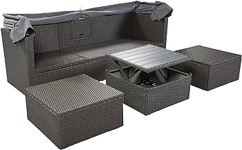 Amazon.com: Merax Outdoor Patio Rectangle Daybed with Retractable .