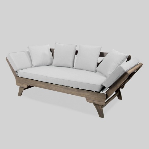 Ottavio Acacia Wood Outdoor Patio Daybed - Gray - Christopher .