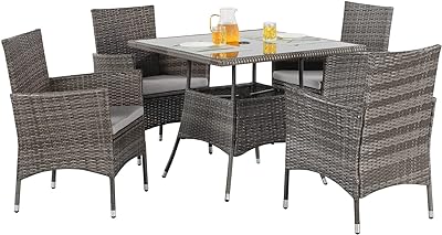 Amazon.com: Devoko 9 Pieces Patio Dining Sets Outdoor Space Saving .