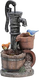 Amazon.com: LuxenHome Water Fountain Outdoor Garden, Resin Barrel .