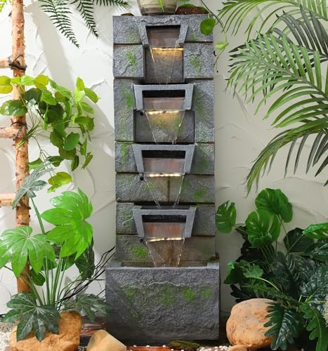 Amazon.com: 41.1" Garden Water Fountain Outdoor Fountains with LED .