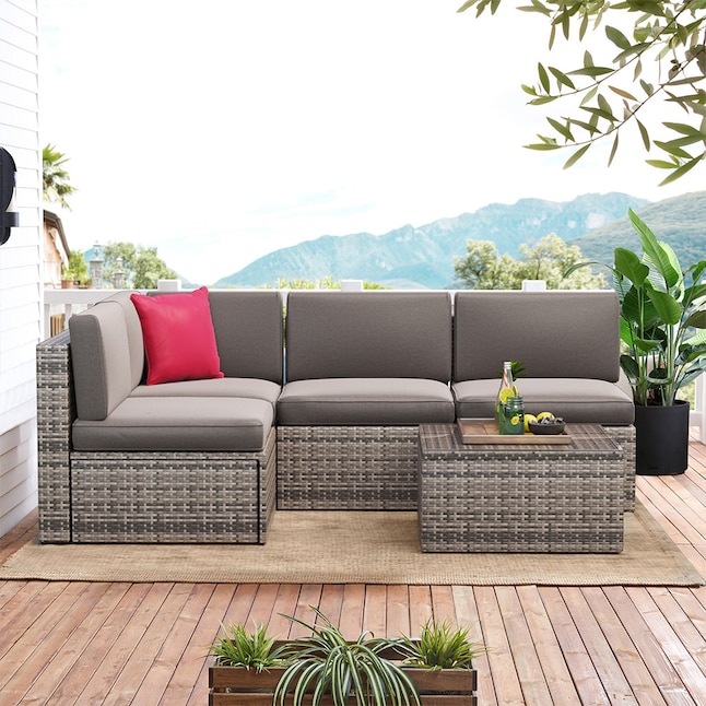 AOXUN Patio Furniture Set 5-Piece Woven Patio Conversation Set .