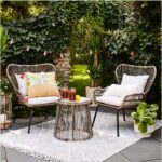 Latigo 3pc Rattan Patio Chat Set, Outdoor Furniture Set - Gray .