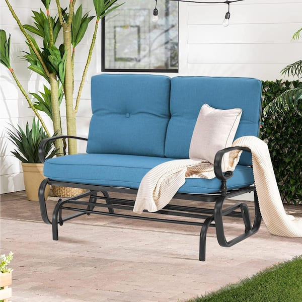 Suncrown 2-Person Metal Outdoor Patio Glider Rocking Bench .