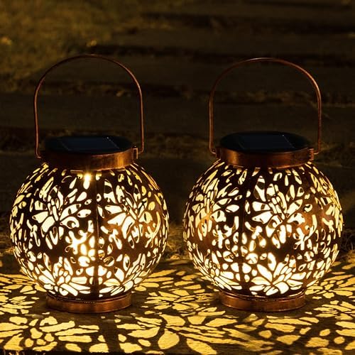 Amazon.com: JOIEDOMI 2 Pack Outdoor Solar Hanging Lantern Lights .