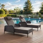 Pocassy Brown Wicker Outdoor Folding Chaise Lounge Chair Fully .