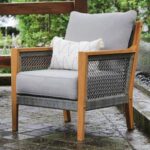 Cambridge Casual Nassau Teak Wood Patio Lounge Chair with Gray .