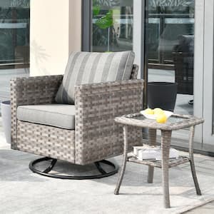 HOOOWOOO Tahoe Grey Swivel Rocking Wicker Outdoor Patio Lounge .