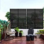 PexFix 75 in. x 48 in. Black Patio Privacy Screen with Stand CY-A .