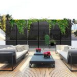PexFix 75 in. x 48 in. Black Patio Privacy Screen with Stand CY-A .