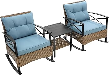 Amazon.com: 3 Pieces Outdoor Rocking Patio Furniture Set, Wicker .