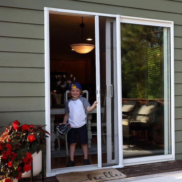 Weather Star 80 in. Brisa White Retractable Screen Door for .